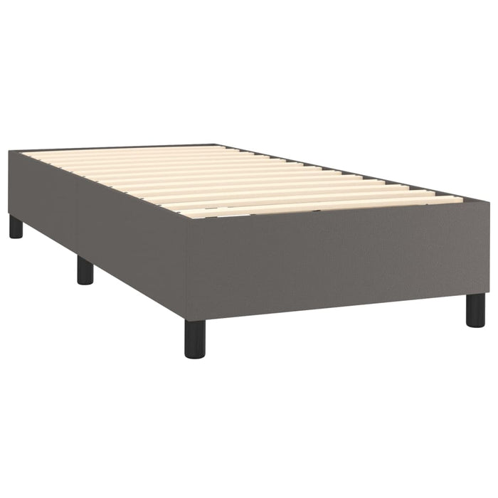 Pat box spring cu saltea, gri, 80x200 cm, piele ecologică - WALTI WALTI