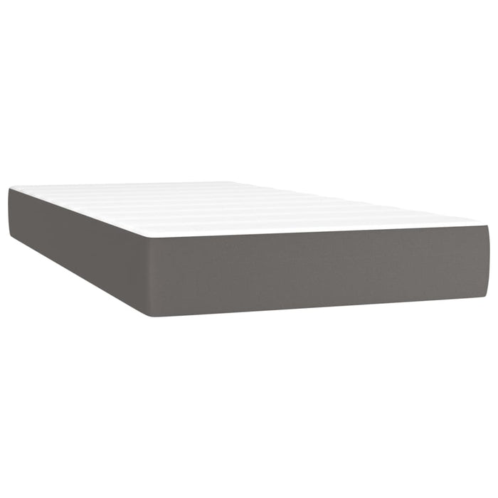 Pat box spring cu saltea, gri, 80x200 cm, piele ecologică - WALTI WALTI