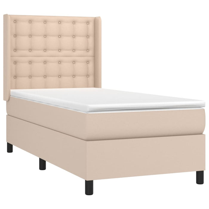 Pat box spring cu saltea, cappuccino, 80x200 cm piele ecologică - WALTI WALTI