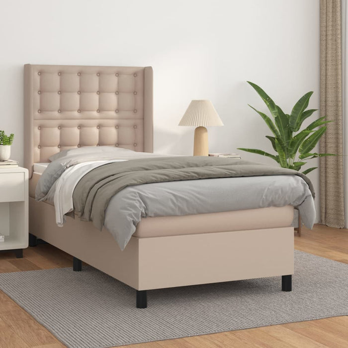 Pat box spring cu saltea, cappuccino, 80x200 cm piele ecologică - WALTI WALTI