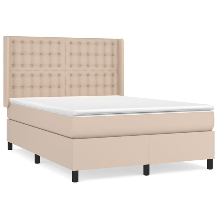 Pat box spring cu saltea, cappuccino, 140x190cm piele ecologică - WALTI WALTI