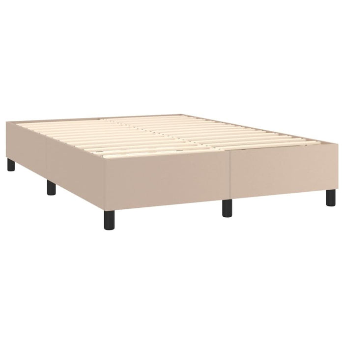 Pat box spring cu saltea, cappuccino, 140x190cm piele ecologică - WALTI WALTI
