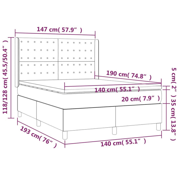 Pat box spring cu saltea, cappuccino, 140x190cm piele ecologică - WALTI WALTI
