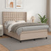 Pat box spring cu saltea, cappuccino, 140x190cm piele ecologică - WALTI WALTI