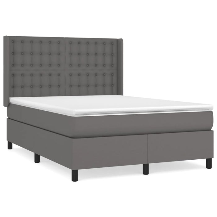 Pat box spring cu saltea, gri, 140x200 cm, piele ecologică - WALTI WALTI