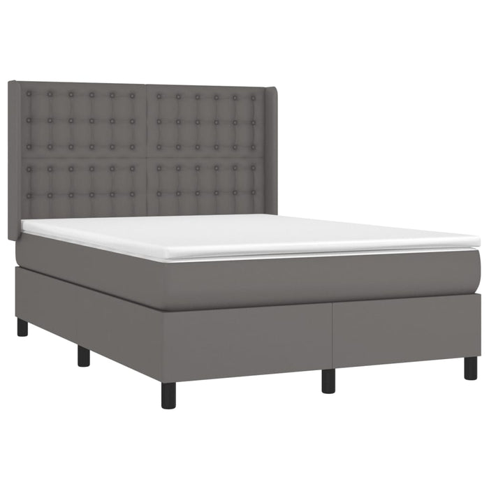 Pat box spring cu saltea, gri, 140x200 cm, piele ecologică - WALTI WALTI