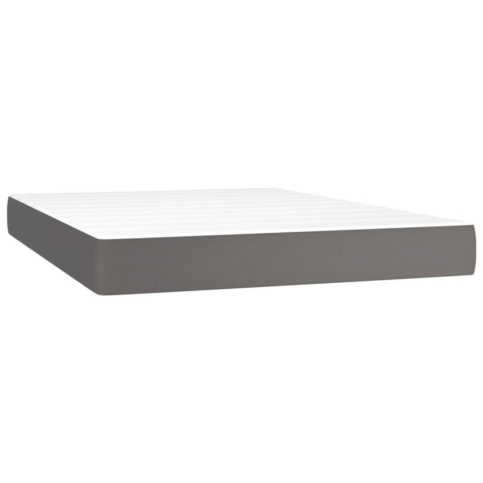 Pat box spring cu saltea, gri, 140x200 cm, piele ecologică - WALTI WALTI