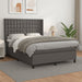 Pat box spring cu saltea, gri, 140x200 cm, piele ecologică - WALTI WALTI