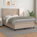 Pat box spring cu saltea, cappuccino, 140x200cm piele ecologică - WALTI WALTI