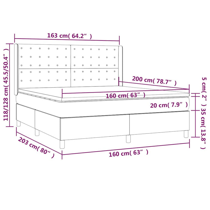 Pat box spring cu saltea, crem, 160x200 cm, piele ecologică WALTI