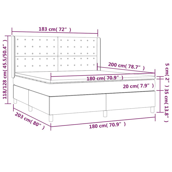 Pat box spring cu saltea, cappuccino, 180x200cm piele ecologică WALTI