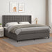 Pat box spring cu saltea, gri, 200x200 cm, piele ecologică - WALTI WALTI