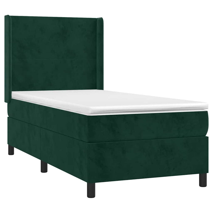 Pat box spring cu saltea, verde închis, 80x200 cm, catifea - WALTI WALTI