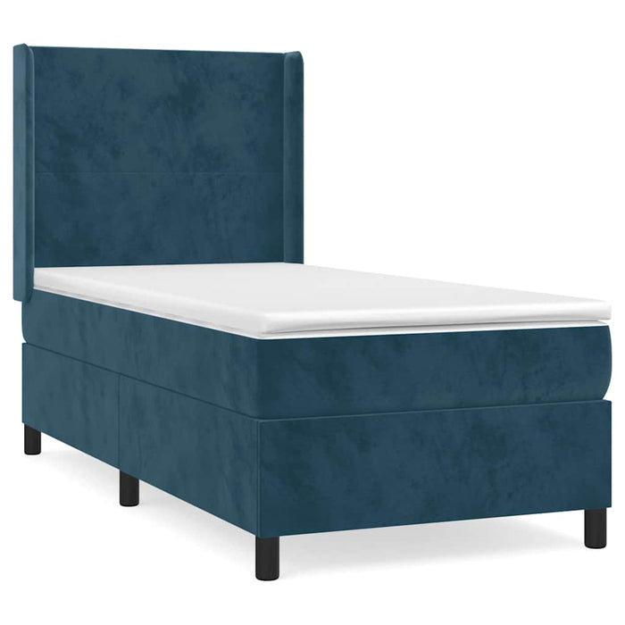 Pat box spring cu saltea, albastru închis, 80x200 cm, catifea - WALTI WALTI