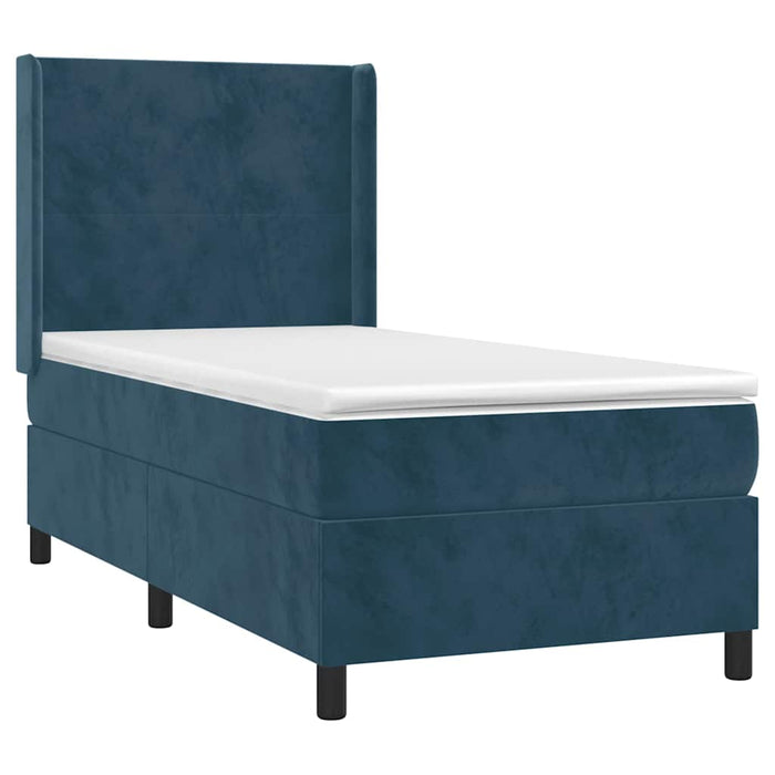 Pat box spring cu saltea, albastru închis, 80x200 cm, catifea - WALTI WALTI