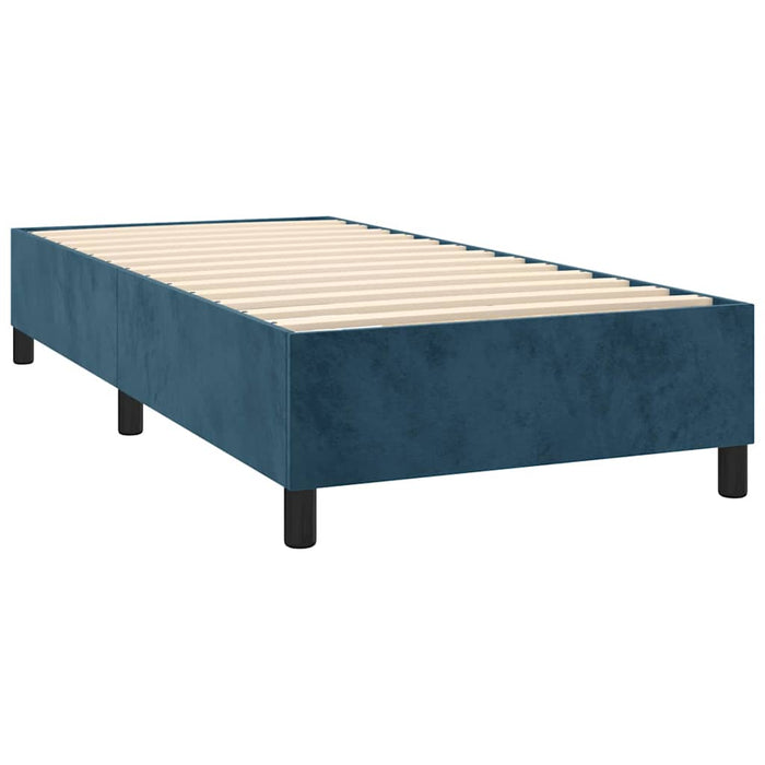 Pat box spring cu saltea, albastru închis, 80x200 cm, catifea - WALTI WALTI