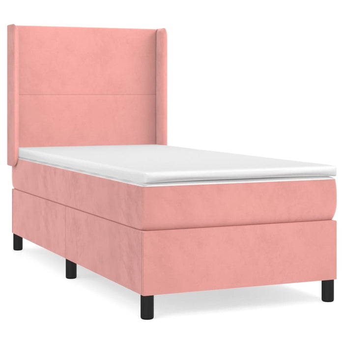 Pat box spring cu saltea, roz, 80x200 cm, catifea - WALTI WALTI