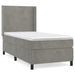 Pat box spring cu saltea, gri deschis, 90x190 cm, catifea - WALTI WALTI