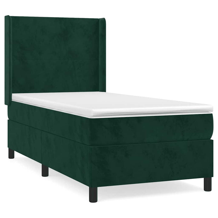 Pat box spring cu saltea, verde închis, 90x200 cm, catifea - WALTI WALTI