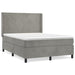 Pat box spring cu saltea, gri deschis, 140x190 cm, catifea - WALTI WALTI