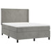 Pat box spring cu saltea, gri deschis, 140x190 cm, catifea - WALTI WALTI