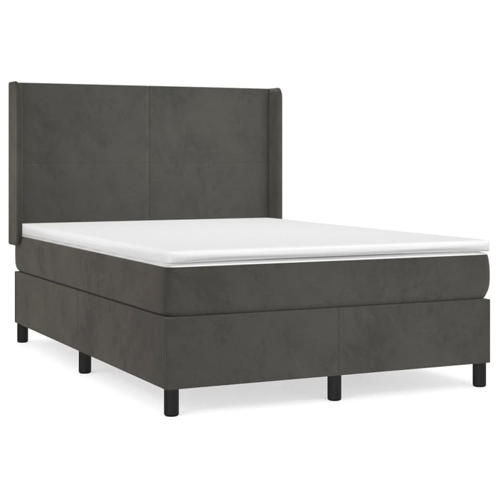 Pat box spring cu saltea, gri închis, 140x190 cm, catifea - WALTI WALTI