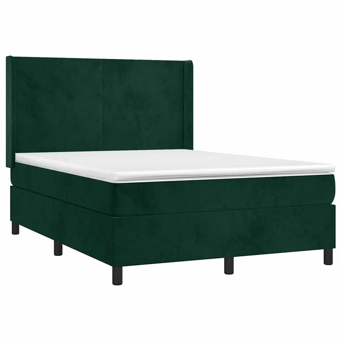 Pat box spring cu saltea, verde închis, 140x190 cm, catifea - WALTI WALTI