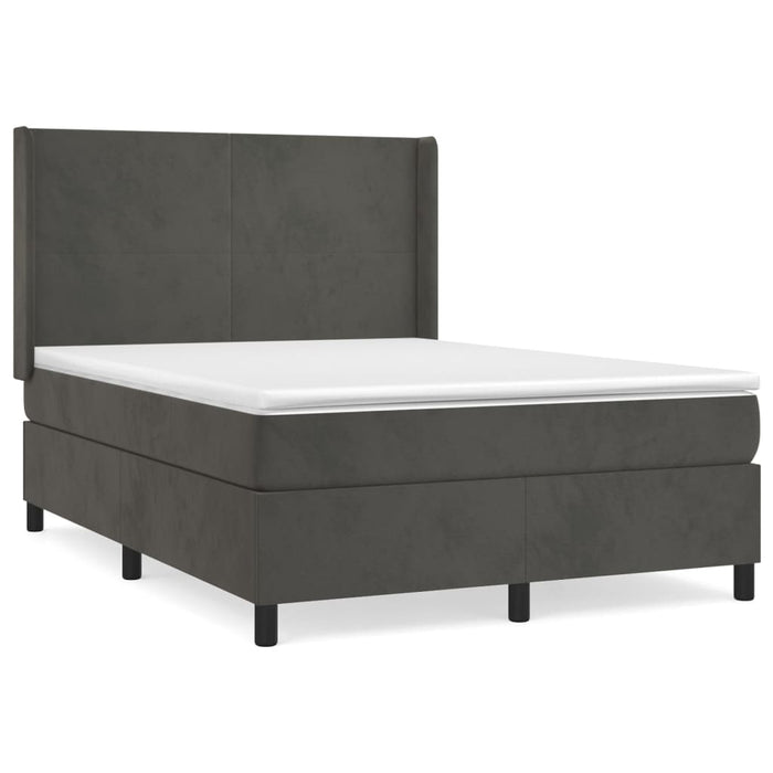 Pat box spring cu saltea, gri închis, 140x200 cm, catifea - WALTI WALTI