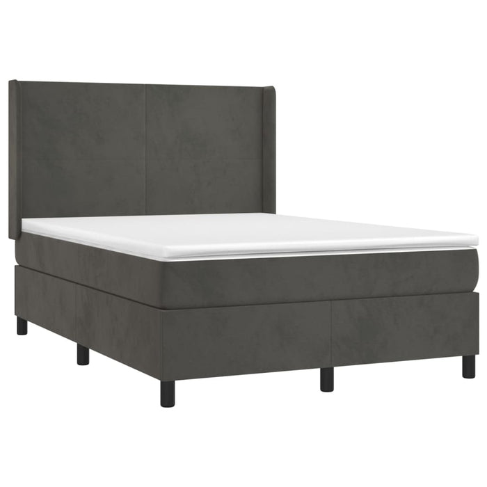 Pat box spring cu saltea, gri închis, 140x200 cm, catifea - WALTI WALTI