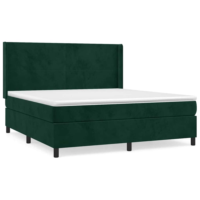 Pat box spring cu saltea, verde închis, 160x200 cm, catifea - WALTI WALTI