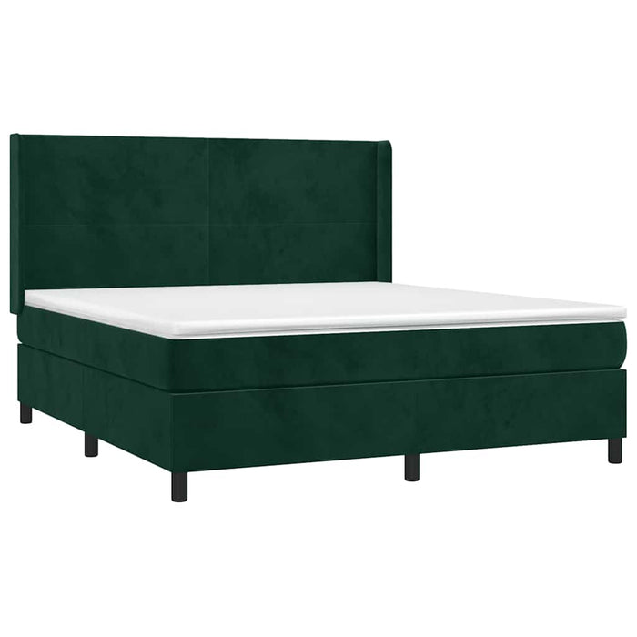 Pat box spring cu saltea, verde închis, 160x200 cm, catifea - WALTI WALTI