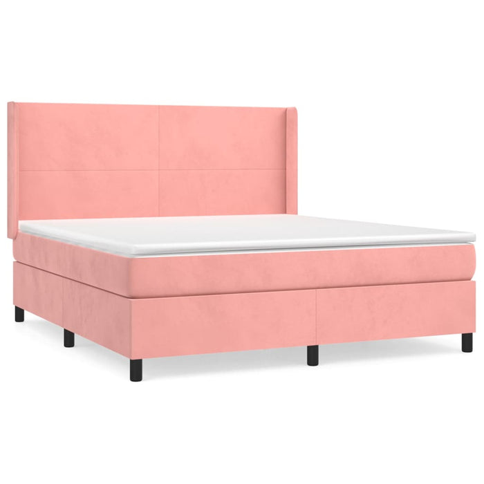 Pat box spring cu saltea, roz, 160x200 cm, catifea - WALTI WALTI