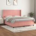 Pat box spring cu saltea, roz, 160x200 cm, catifea - WALTI WALTI