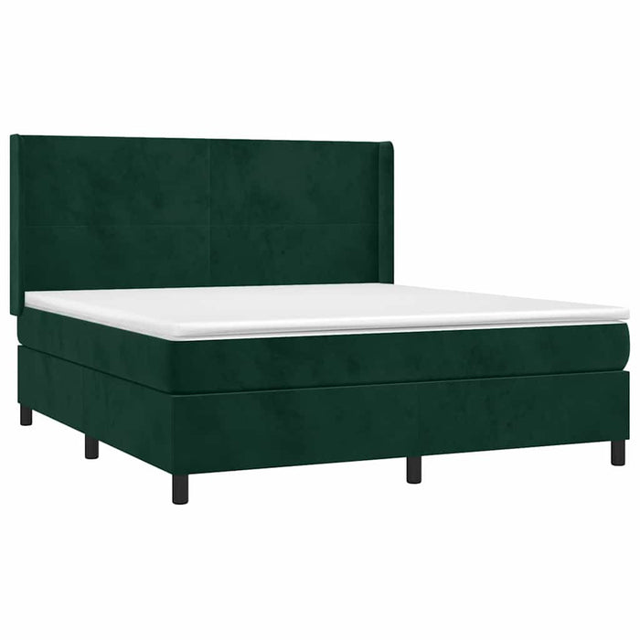 Pat box spring cu saltea, verde închis, 180x200 cm, catifea - WALTI WALTI