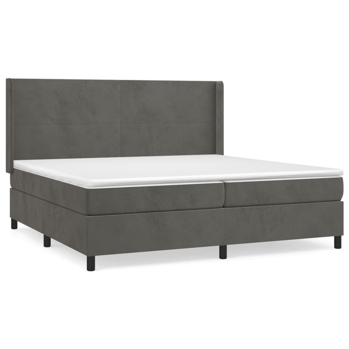 Pat box spring cu saltea, gri închis, 200x200 cm, catifea - WALTI WALTI