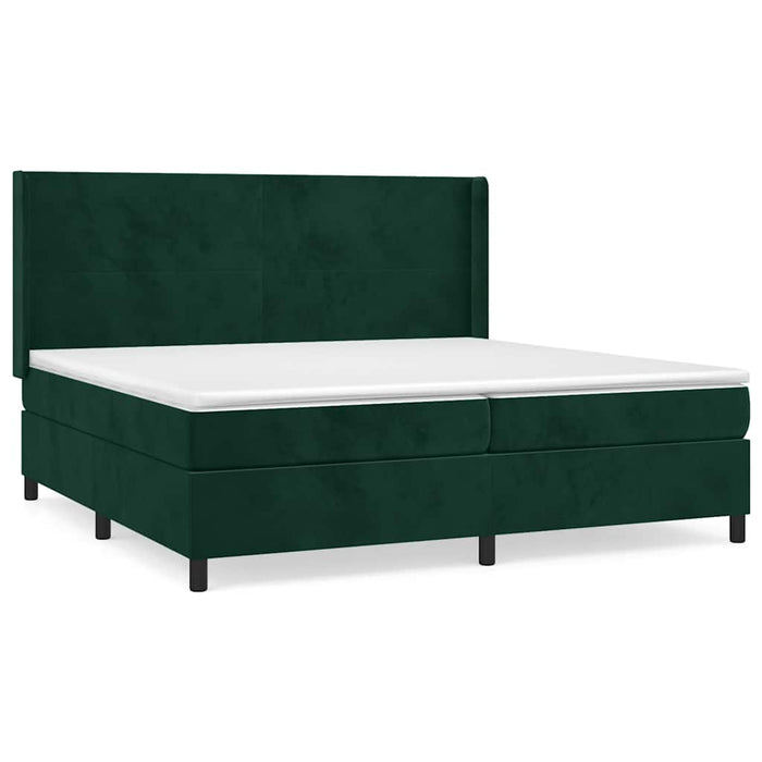Pat box spring cu saltea, verde închis, 200x200 cm, catifea - WALTI WALTI