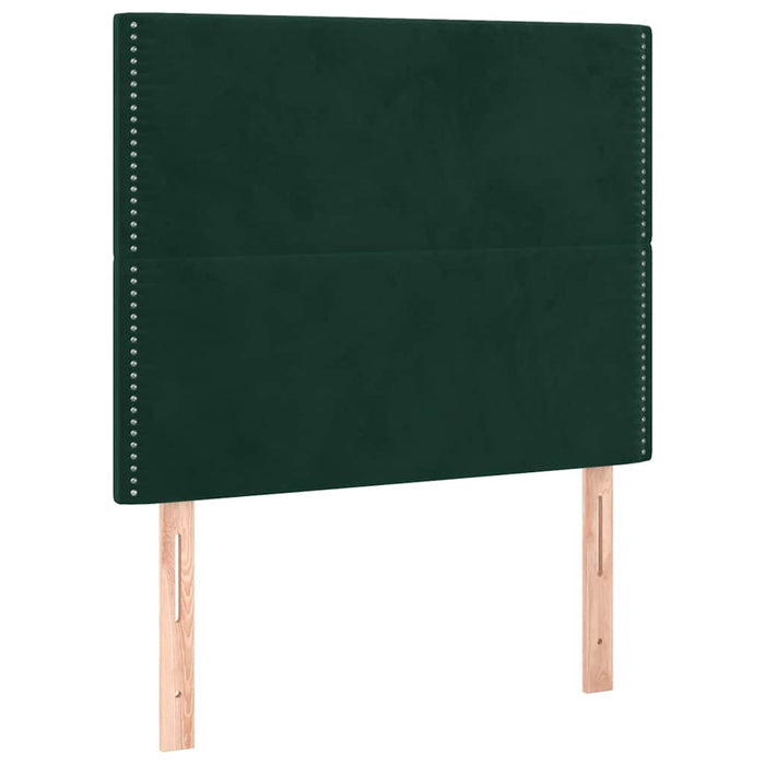 Pat box spring cu saltea, verde închis, 90x200 cm, catifea WALTI