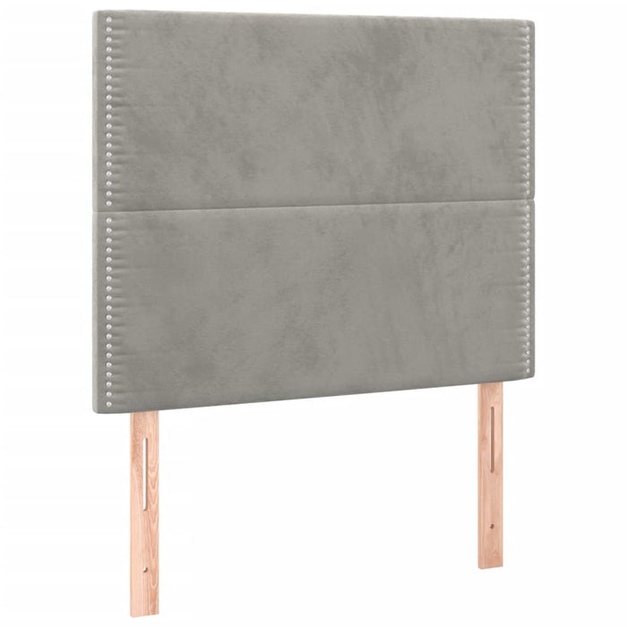 Pat box spring cu saltea, gri deschis, 100x200 cm, catifea - WALTI WALTI
