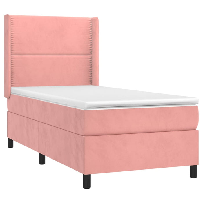 Pat box spring cu saltea, roz, 100x200 cm, catifea - WALTI WALTI