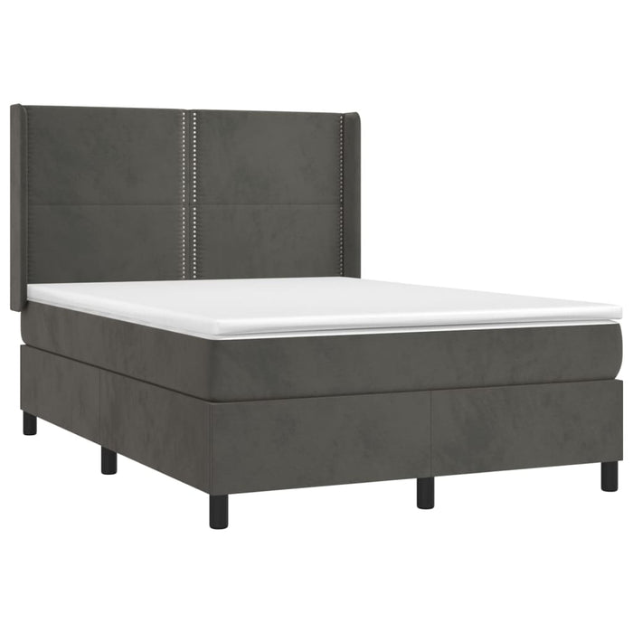 Pat box spring cu saltea, gri închis, 140x200 cm, catifea - WALTI WALTI