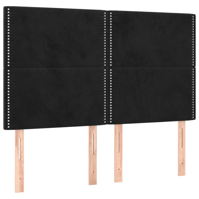Pat box spring cu saltea, negru, 140x200 cm, catifea WALTI