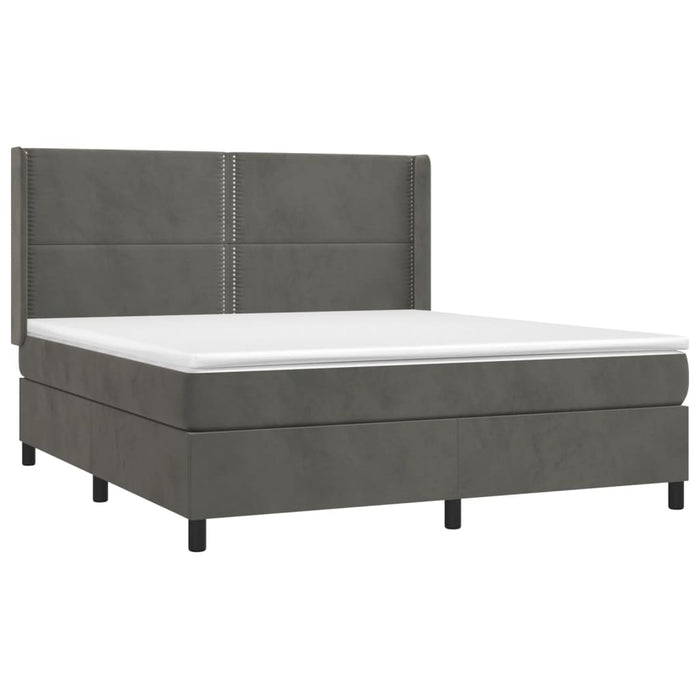 Pat box spring cu saltea, gri închis, 160x200 cm, catifea - WALTI WALTI