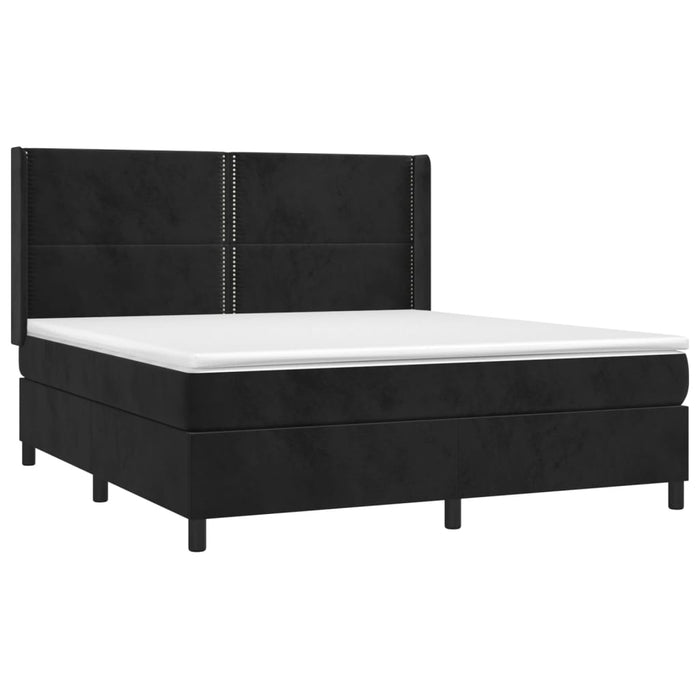 Pat box spring cu saltea, negru, 160x200 cm, catifea - WALTI WALTI