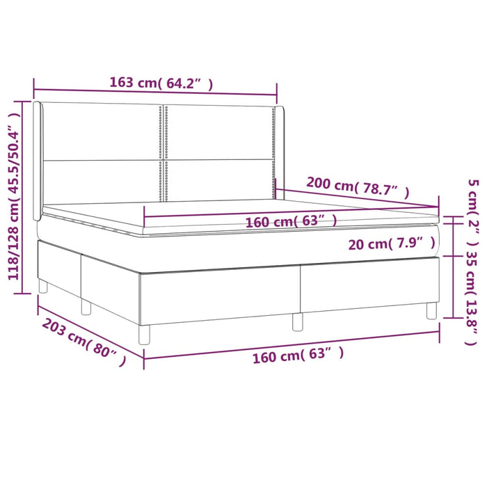 Pat box spring cu saltea, negru, 160x200 cm, catifea - WALTI WALTI