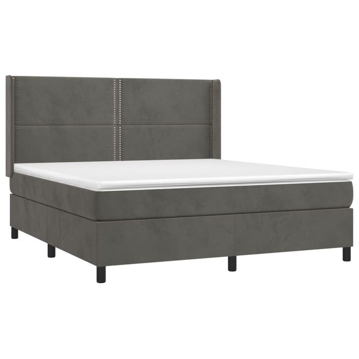Pat box spring cu saltea, gri închis, 180x200 cm, catifea - WALTI WALTI