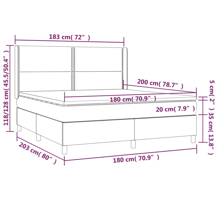 Pat box spring cu saltea, gri închis, 180x200 cm, catifea - WALTI WALTI