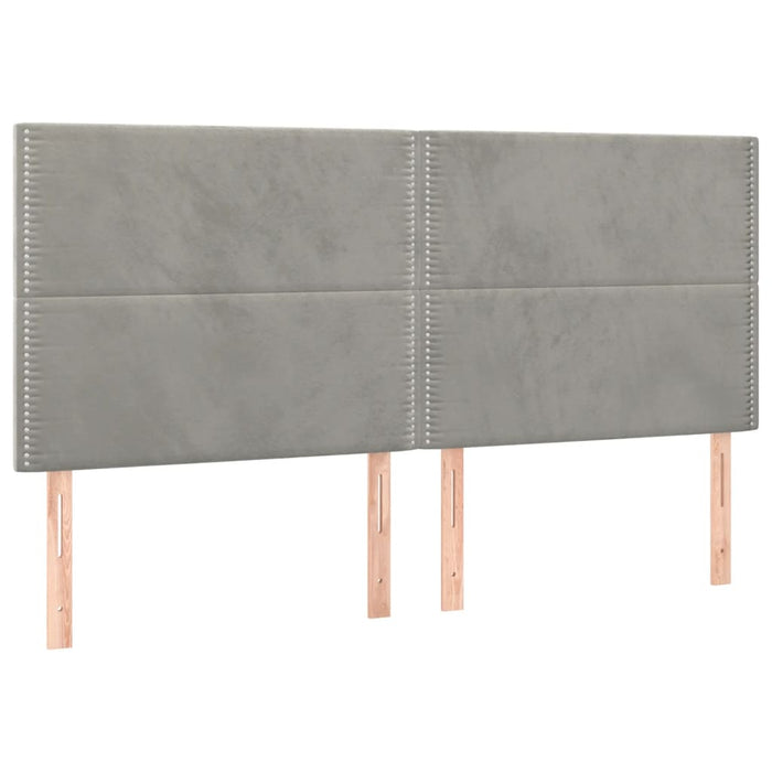 Pat box spring cu saltea, gri deschis, 200x200 cm, catifea - WALTI WALTI
