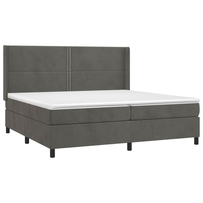 Pat box spring cu saltea, gri închis, 200x200 cm, catifea - WALTI WALTI
