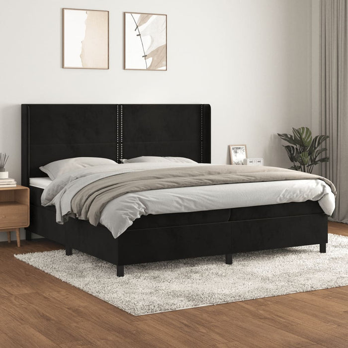 Pat box spring cu saltea, negru, 200x200 cm, catifea - WALTI WALTI