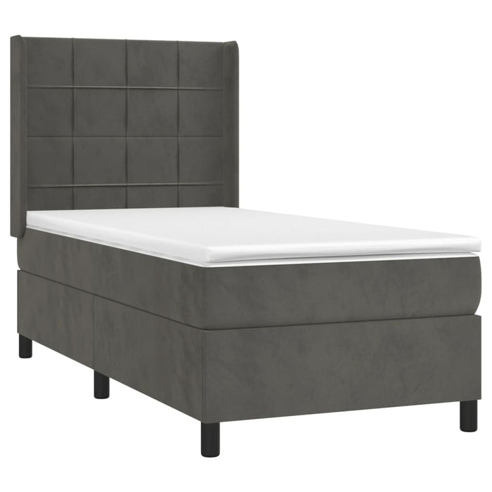 Pat box spring cu saltea, gri închis, 80x200 cm, catifea - WALTI WALTI